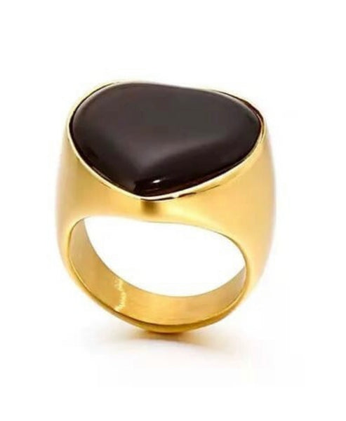SS 316L Natural Stone Ring